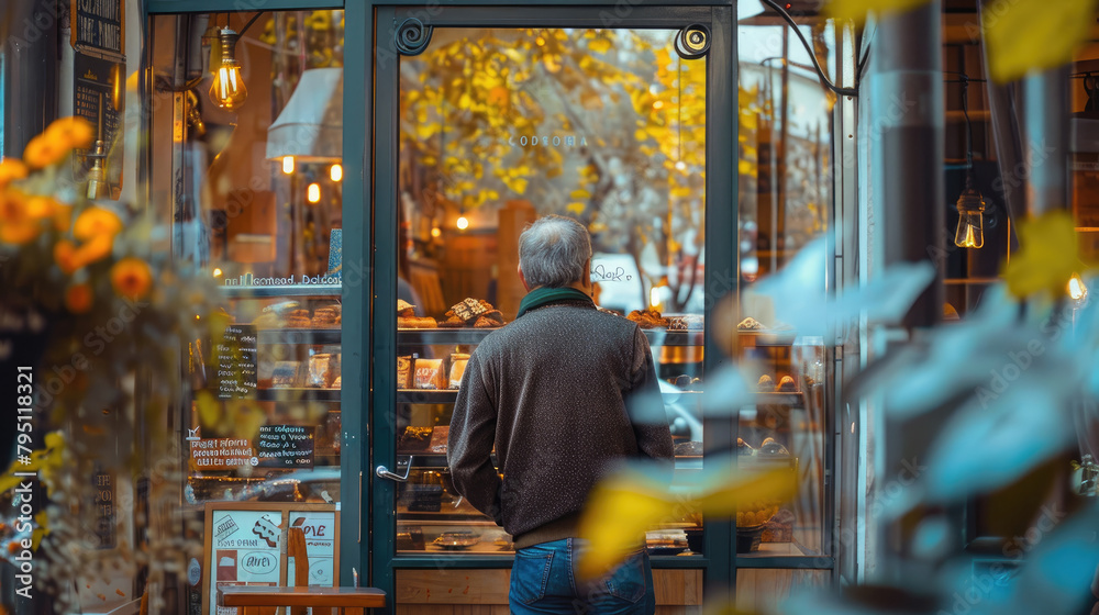Shopkeeper Opening Store Door Shopkeeper Opening Store Door
