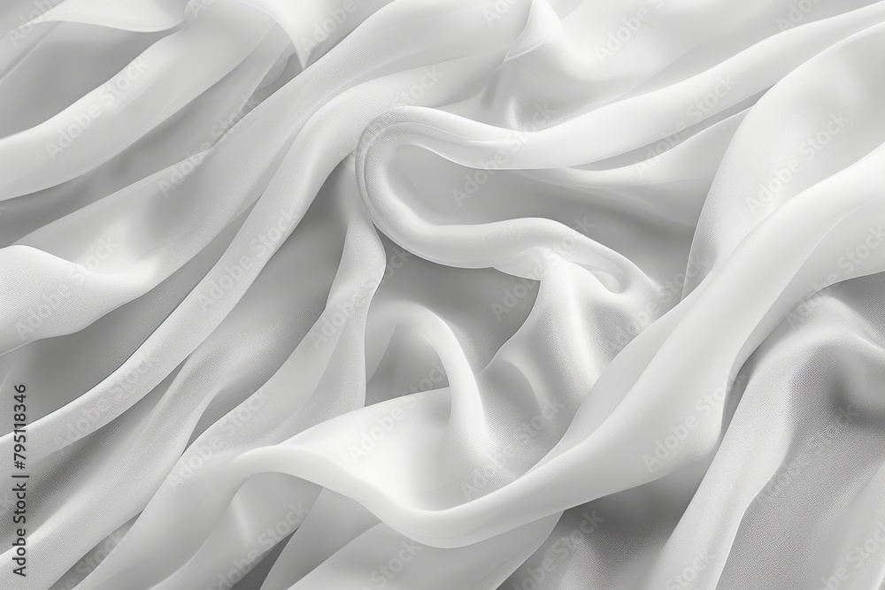 Obraz premium Graceful Waves and Textures on Elegant White Silk Fabric.