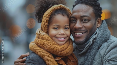 Man and Little Girl Posing for Picture