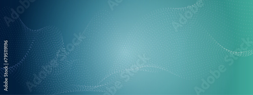 Abstract blue technology particles gradient flowing dynamic wave halftone doted lines background. Futuristic technology concept. Vector illustration
