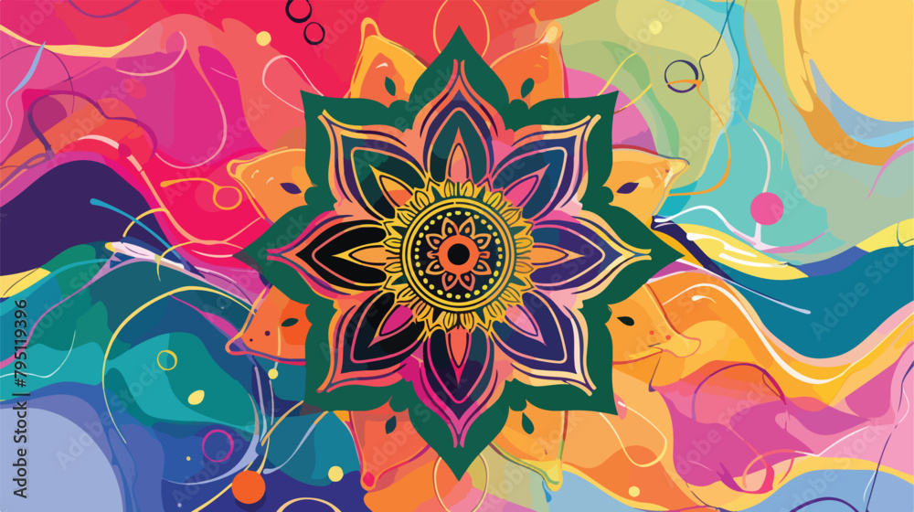 Relax vector illustration with mandala on colorful background