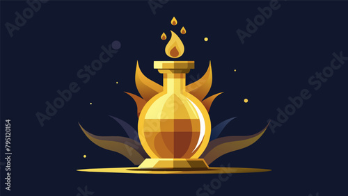 A lavish gold bottle containing a warm and scent reminiscent of a romantic night by the fire..