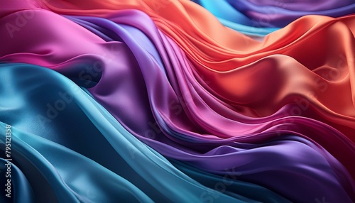 Floating Abstract Color Fabric: 3D Render Background
