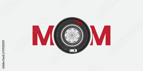 Mother's Day automobile or car brand road transportation concept. Mom with car Happy Mother's Day concept. We love you Mother for everything, Thank you mom, A surprise gift for Mama with car