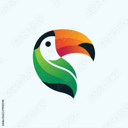 toucan tropical bird logo icon vector template with leaf