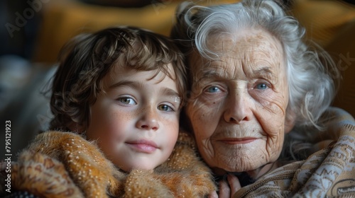 Older Woman and Young Girl Posing for Picture