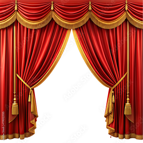 red and gold curtain transparent background