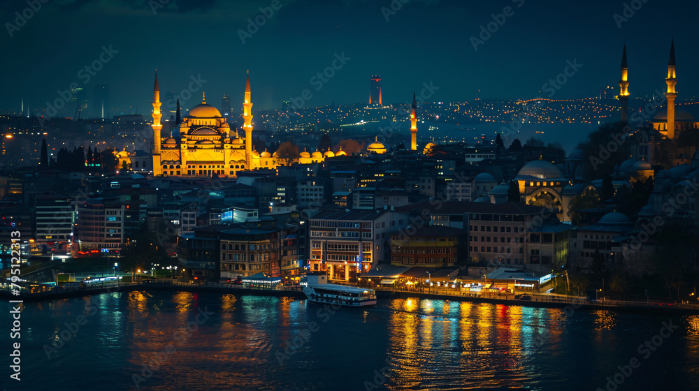 Suleymaniye Mosque and view of the Golden Horn bay 