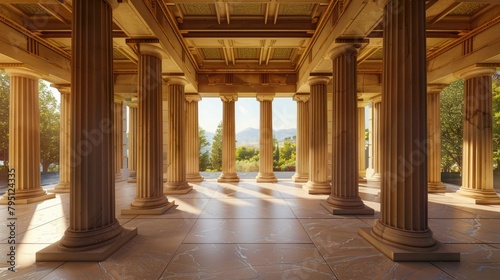 Ancient greek architecture with pillars and a classical interior