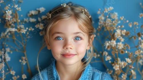 Little Girl With Blue Eyes and Blue Shirt