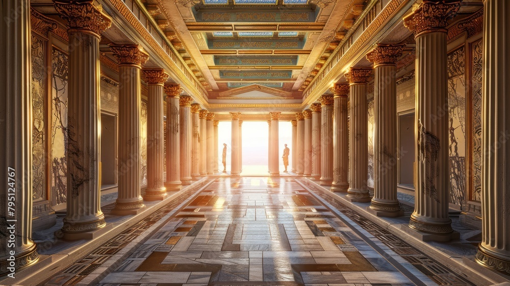 Ancient greek architecture with pillars and a classical interior Ancient greek architecture with pillars and a classical interior