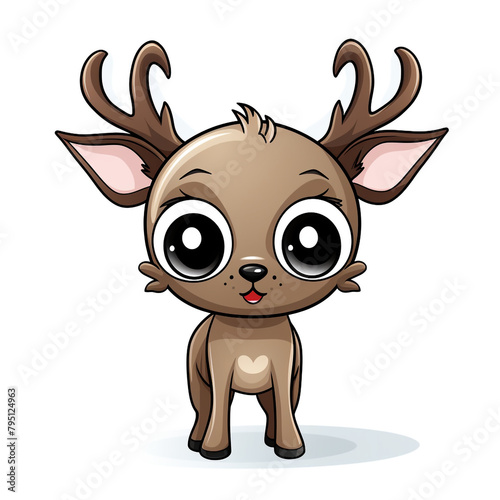 clipart kawaii  cute rudolf reindeer  soft pastel colour scheme  white background   reated with Generative Ai