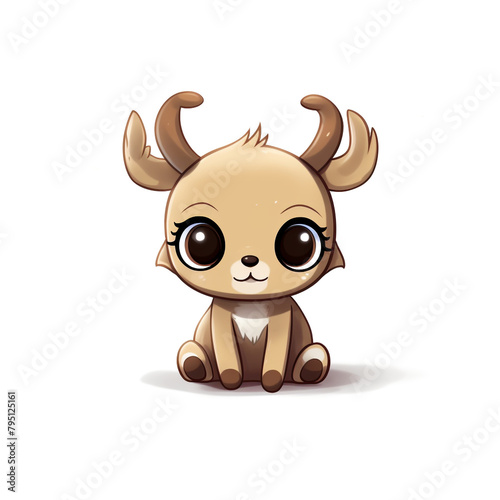 clipart kawaii  cute rudolf reindeer  soft pastel colour scheme  white background   reated with Generative Ai