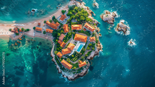 Sveti Stefan island in Montenegro. Luxury resort  photo