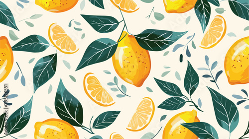 Seamless food pattern with yellow lemons 
