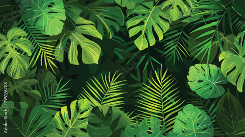 Seamless illustration pattern of tropical leaves