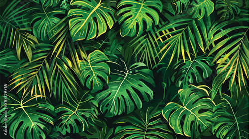 Seamless illustration pattern of tropical leaves