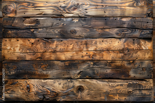  Vintage wooden background with aged wood planks and a rustic texture for design and decoration. Created with Ai © Stock