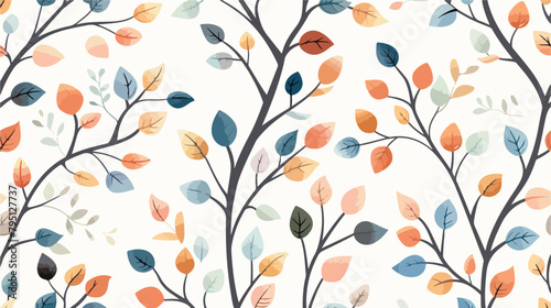 Seamless pattern of spring branches and leaves.Seamle