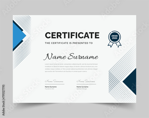 Clean Certificate of Appreciation template. Cool geometric design, certificate of achievement template (ID: 795127793)