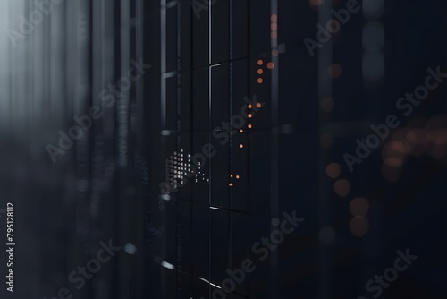 Multiple servers lined up in a server room, with blinking lights and cables connecting them. Generative AI