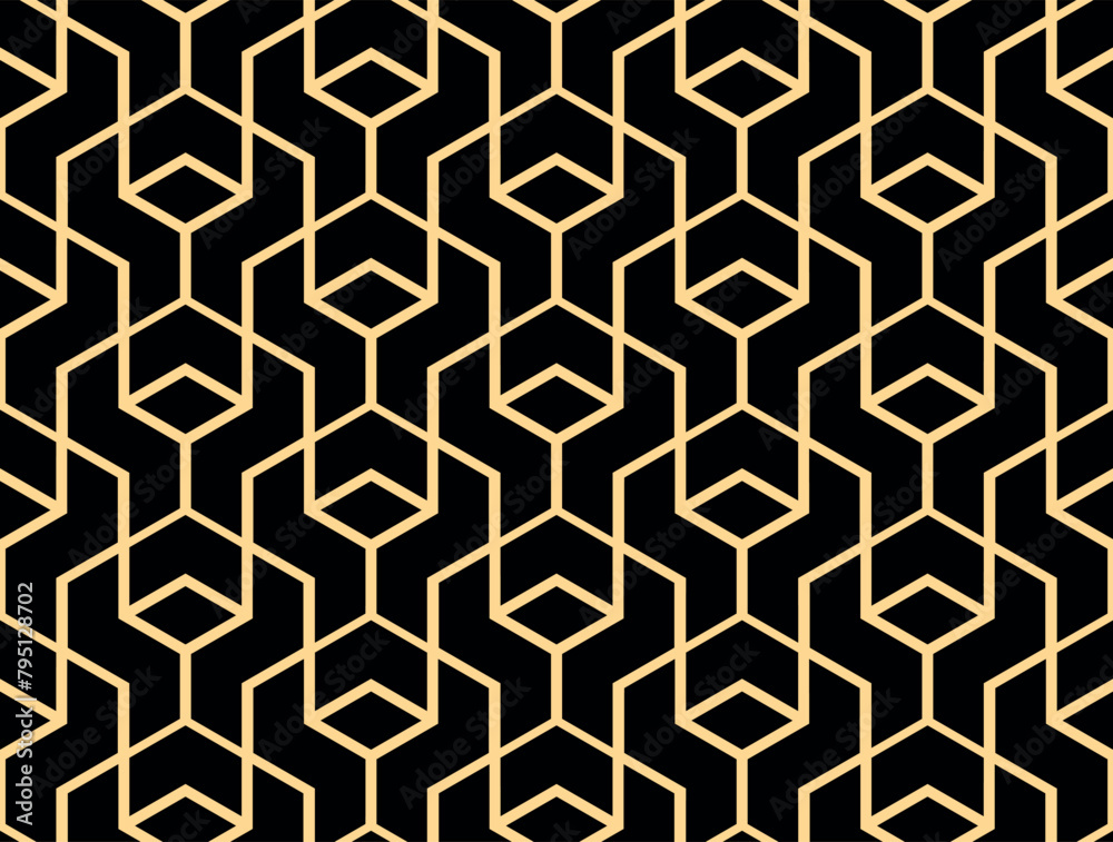 Abstract geometric pattern. A seamless vector background. Gold and black ornament. Graphic modern pattern. Simple lattice graphic design Abstract geometric pattern. A seamless vector background. Gold and black ornament. Graphic modern pattern. Simple lattice graphic design