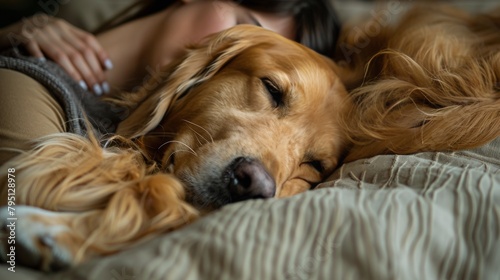 Woman Hugging Dog With Eyes Closed