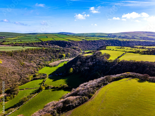 Aerial shot of the Gwaun Valley in Pembrokeshire Wales. photo