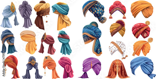 Sikh headgear, oriental cultures headdress, ethnic arabian clothes