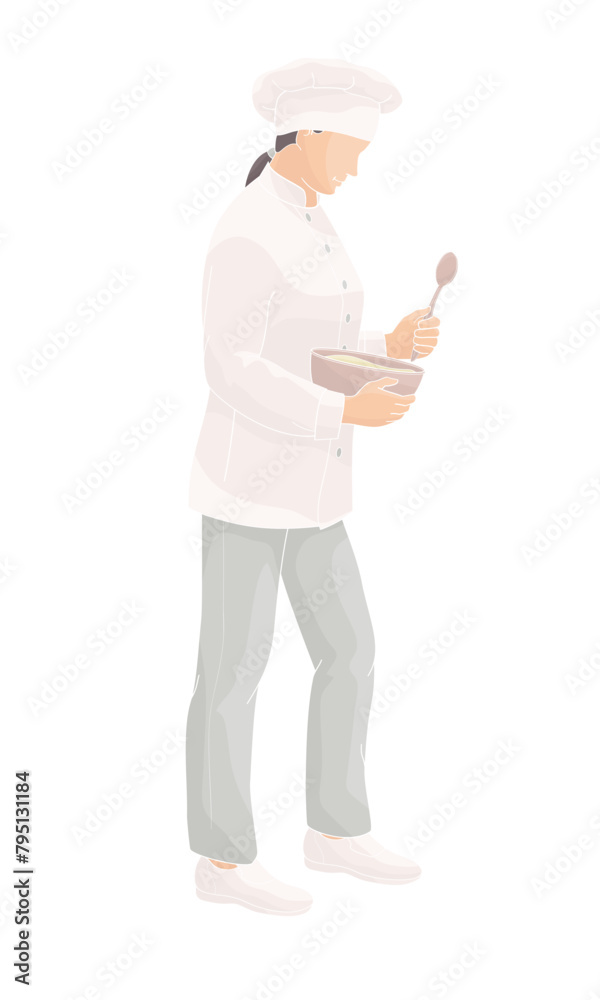 Restaurant staff smiling female character. Сook, chef Restaurant staff smiling female character. Сook, chef