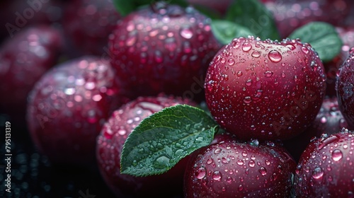 A Pile of Red Apples With Water Droplets