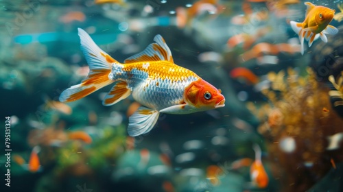  Colorful Goldfish Swimming in Aquarium