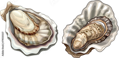  Seafood reastaraunt raw snack icon of oyster