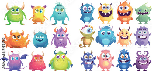 Cute cartoon colorful mosters