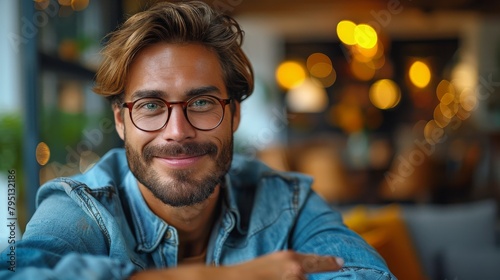 Man in Denim Shirt and Glasses