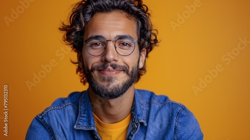 Man Wearing Glasses and Denim Jacket