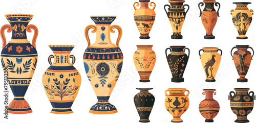 Cartoon greek pots