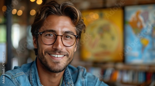 Man With Beard and Glasses Standing in Kitchen