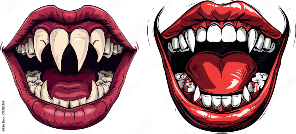 Vampire mouth with fangs
