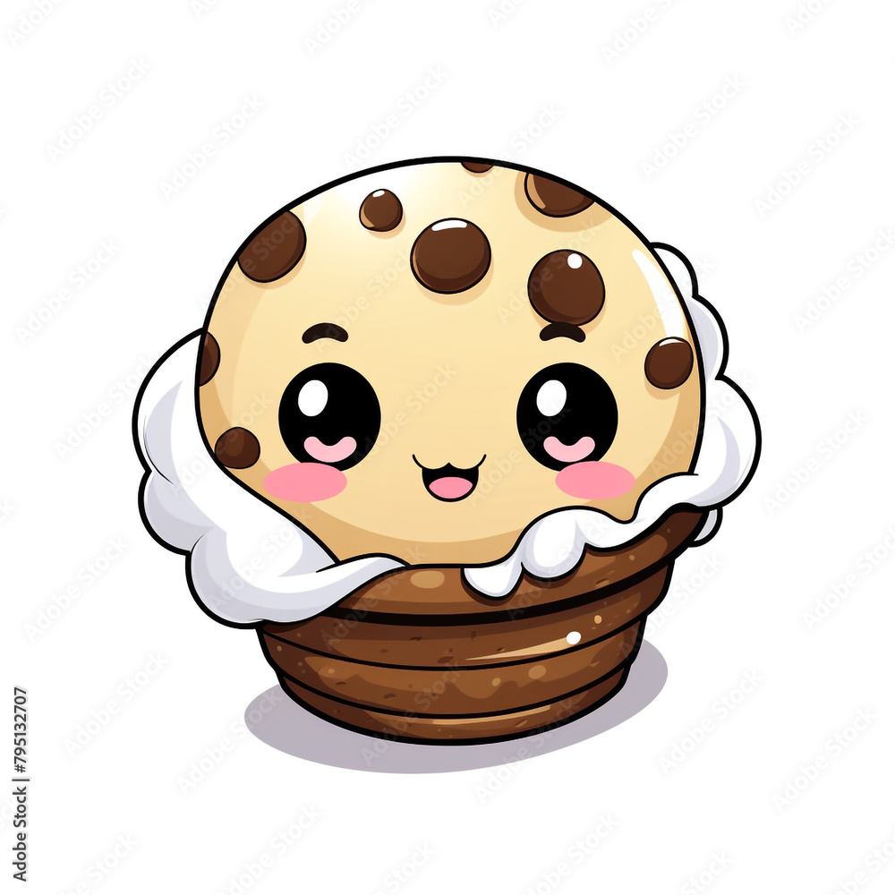 clipart kawaii, choc chip cookie, whip cream and sprinkles, soft pastel colour scheme, white background сreated with Generative Ai clipart kawaii, choc chip cookie, whip cream and sprinkles, soft pastel colour scheme, white background сreated with Generative Ai