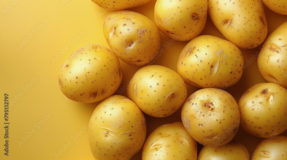 Yellow Potatoes on Blue Table Yellow Potatoes on Blue Table