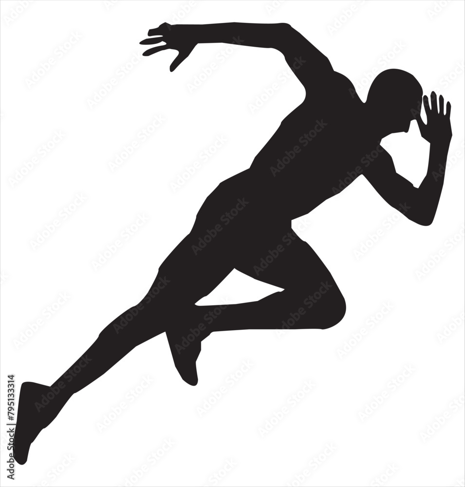 Atlethic running silhouette. vector illustration.