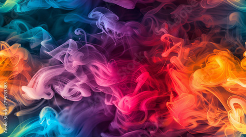 Colorful Smoke in Variety of Hues Rising Dramatically