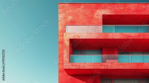Tall Red Building With Balconies