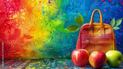 Still Life With Purse, Apples, and Paint Splatters