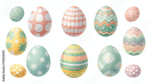 Set of Easter eggs in pastel colors