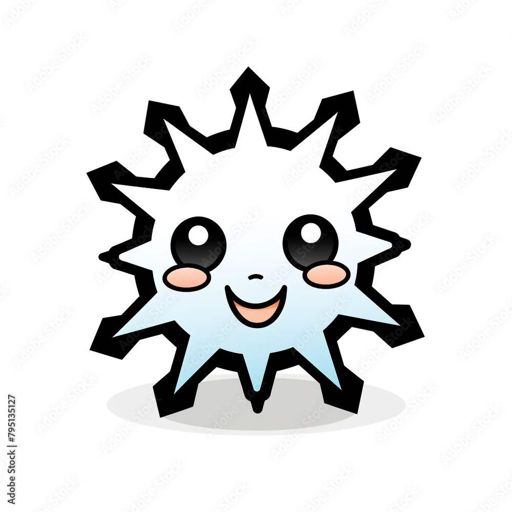 Fototapeta premium clipart kawaii, snowflake, white background сreated with Generative Ai