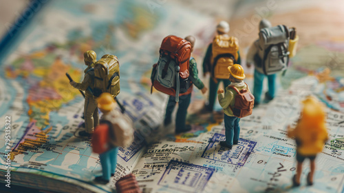 Travel concepts. Group of traveler miniature mini 
