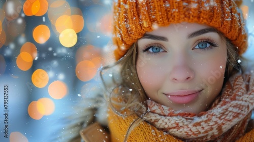 Woman Wearing Winter Hat and Scarf