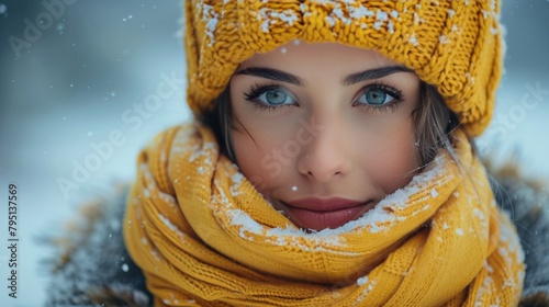 Woman in Yellow Hat and Scarf